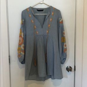 Zara embroidered mini dress XS
